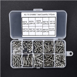 340pcs/set M3 Pan Head Screws and Nuts Assortment Kit Set Stainless Steel Screw Nut Hardware for FPV Drone